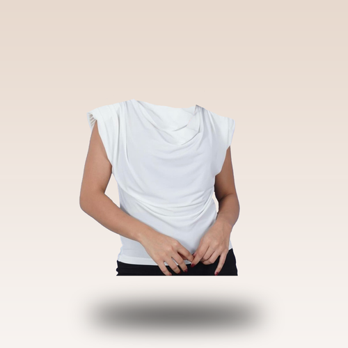 تاپ یقه شل زنانه وارداتی رنگ سفید