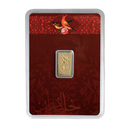 شمش طلا 250 سوتی (۰.25۰ گرم ) نقش برجسته گل و بلبل 24عیار